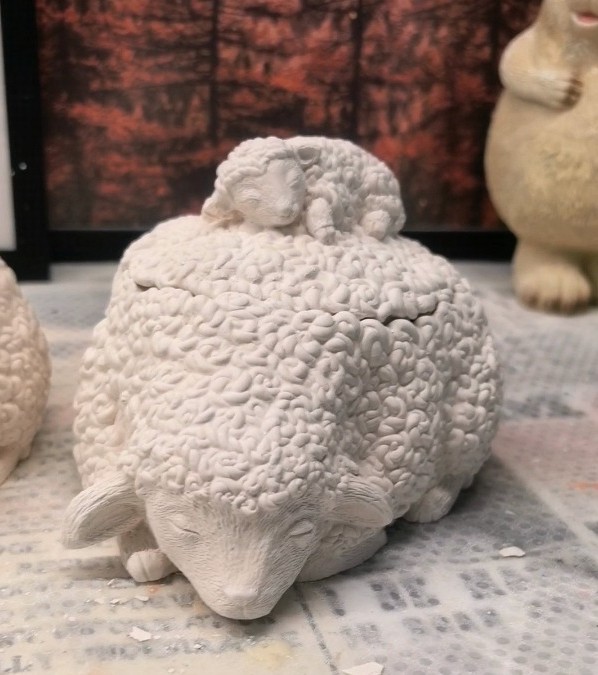 Шкатулка овечка с крышкой ягнёнка