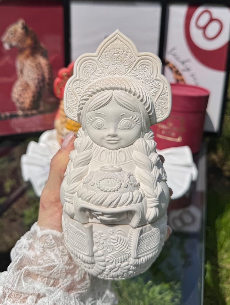 Шкатулка матрешка с караваем Макси