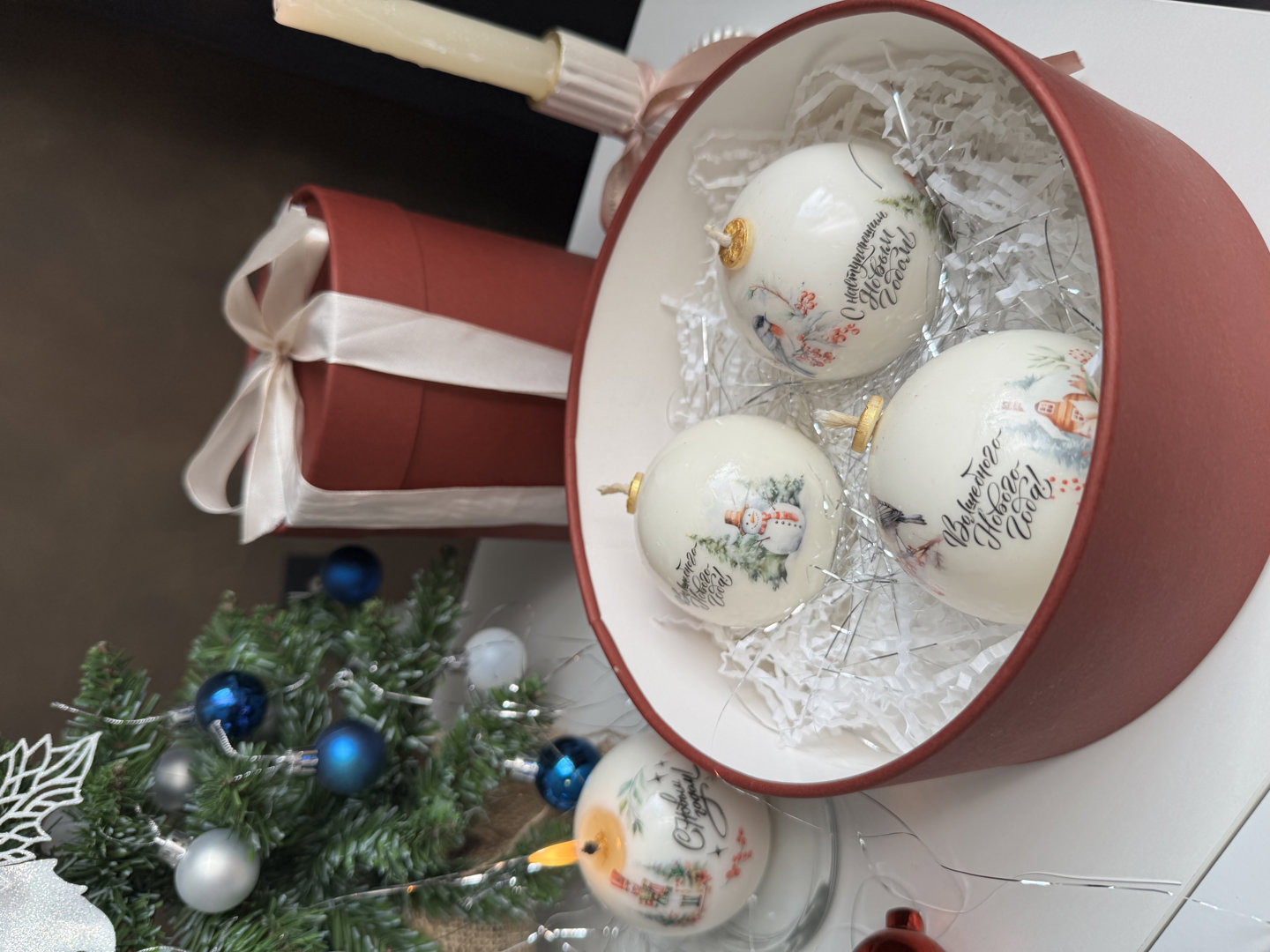 Подарочный бокс 3 керамические свечи 